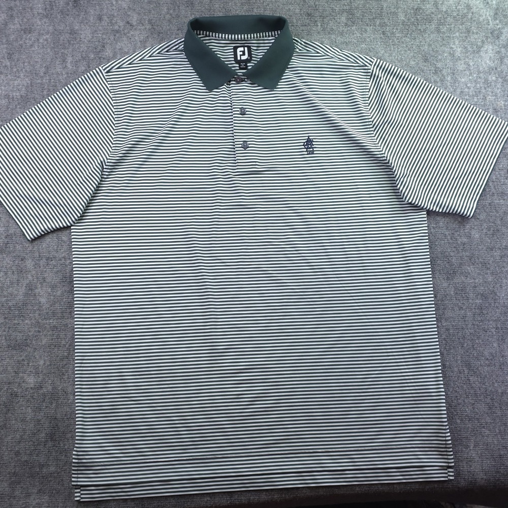 Footjoy‎ Polo XL Green Striped Short Sleeve Performance Stretch Golf